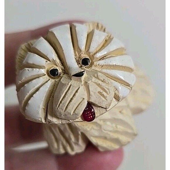 Rinconada Classic #212 White Terrier Puppy Dog -Glass Tongue Retired 1998 - Picture 1 of 7